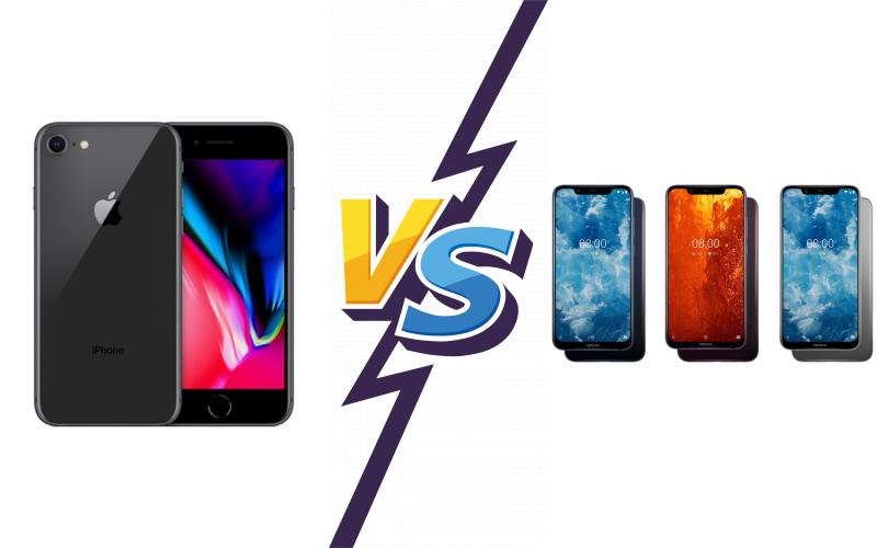 compare Apple iPhone 8 vs Nokia 8.1 (Nokia X7) compare Apple iPhone 8 vs Nokia 8.1 (Nokia X7)