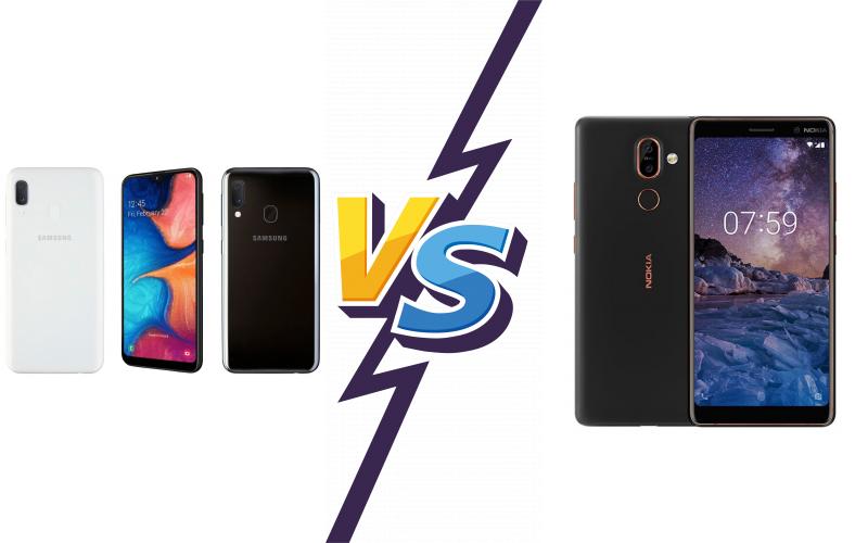 compare Samsung Galaxy A20e vs Nokia 7 plus