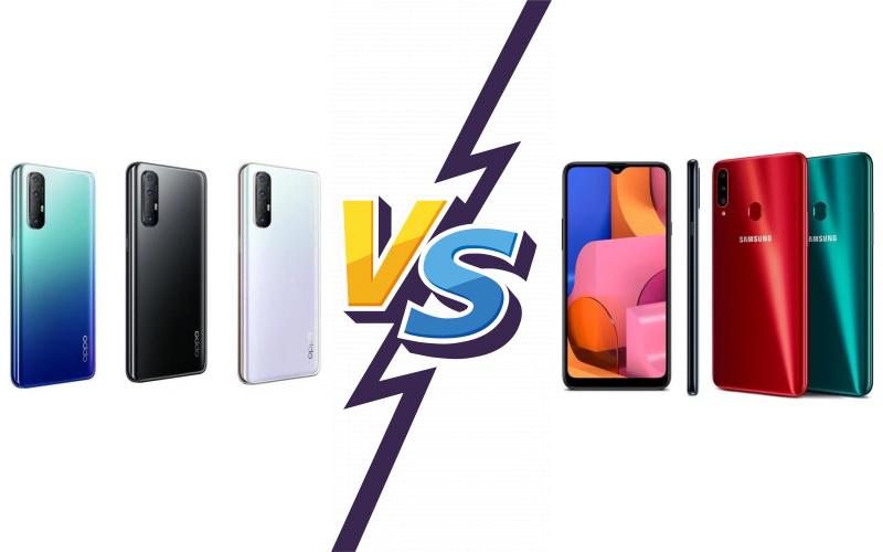 compare Oppo Reno3 vs Samsung Galaxy A20s compare Oppo Reno3 vs Samsung Galaxy A20s